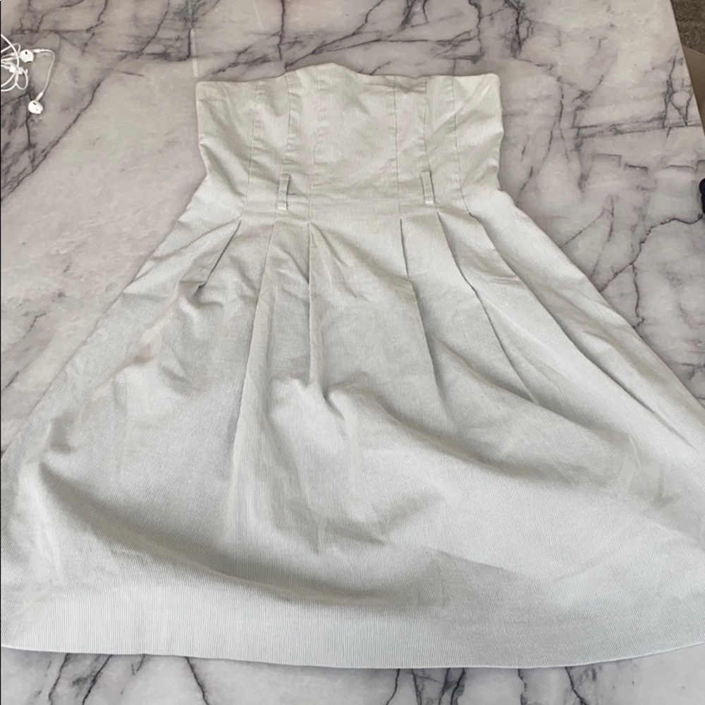 Theory Strapless Pinstripe Dress